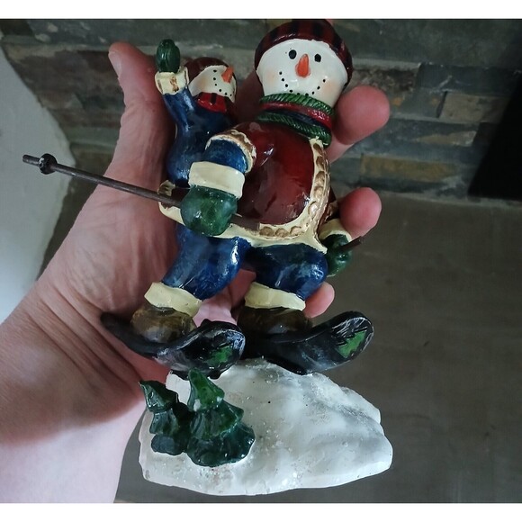 Tradition of Christmas Snowman on Skis Bobble Head Figurine Holiday Decoration - Picture 8 of 9